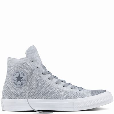 Converse Chuck Taylor All Star X Nike Flyknit High Tops Mens - Grey/Grey/White Shoes (806HOBRE)